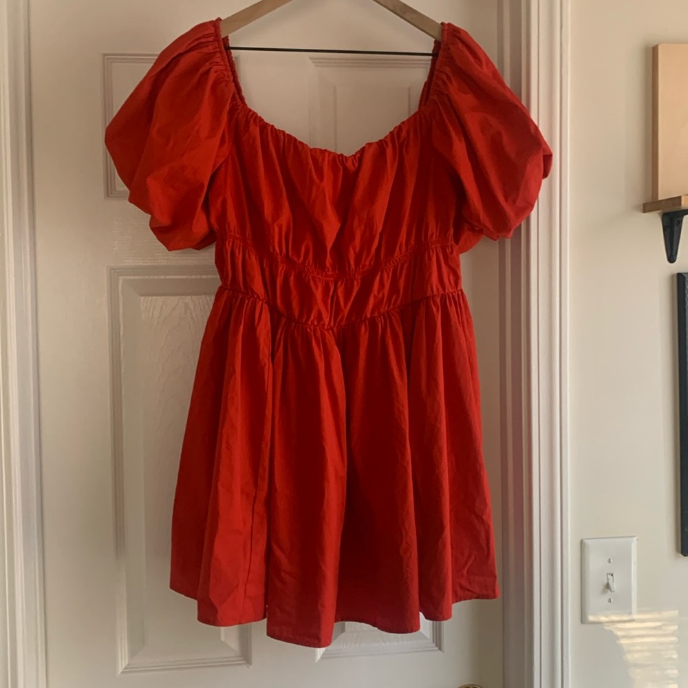 Abercrombie & Fitch Red Puff Sleeve Dress